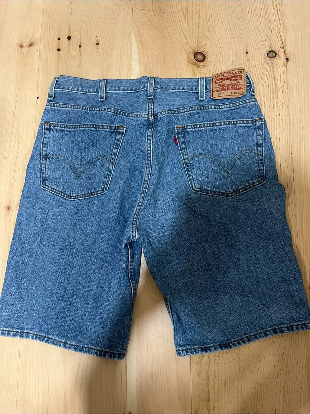Levi's Blue Denim Cutoff Shorts with Signature Patch